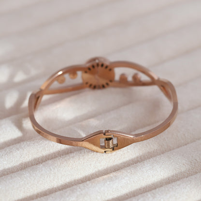 Evil Eye Gold-Plated Stainless Steel Cuff Bracelet – Anti-Tarnish Jewelry for Women & Girls (ROSE GOLD)