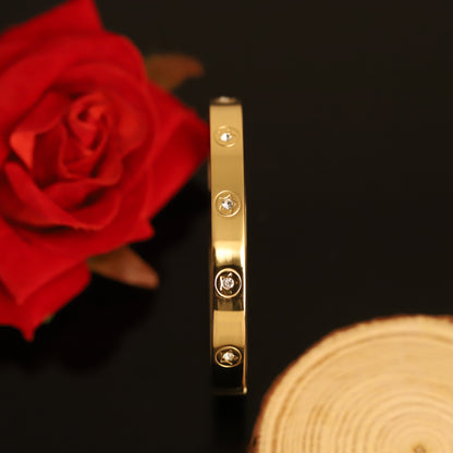 Gold-Plated Stainless Steel Lock Bracelet – Openable, Unisex & Skin-Friendly (GOLD)