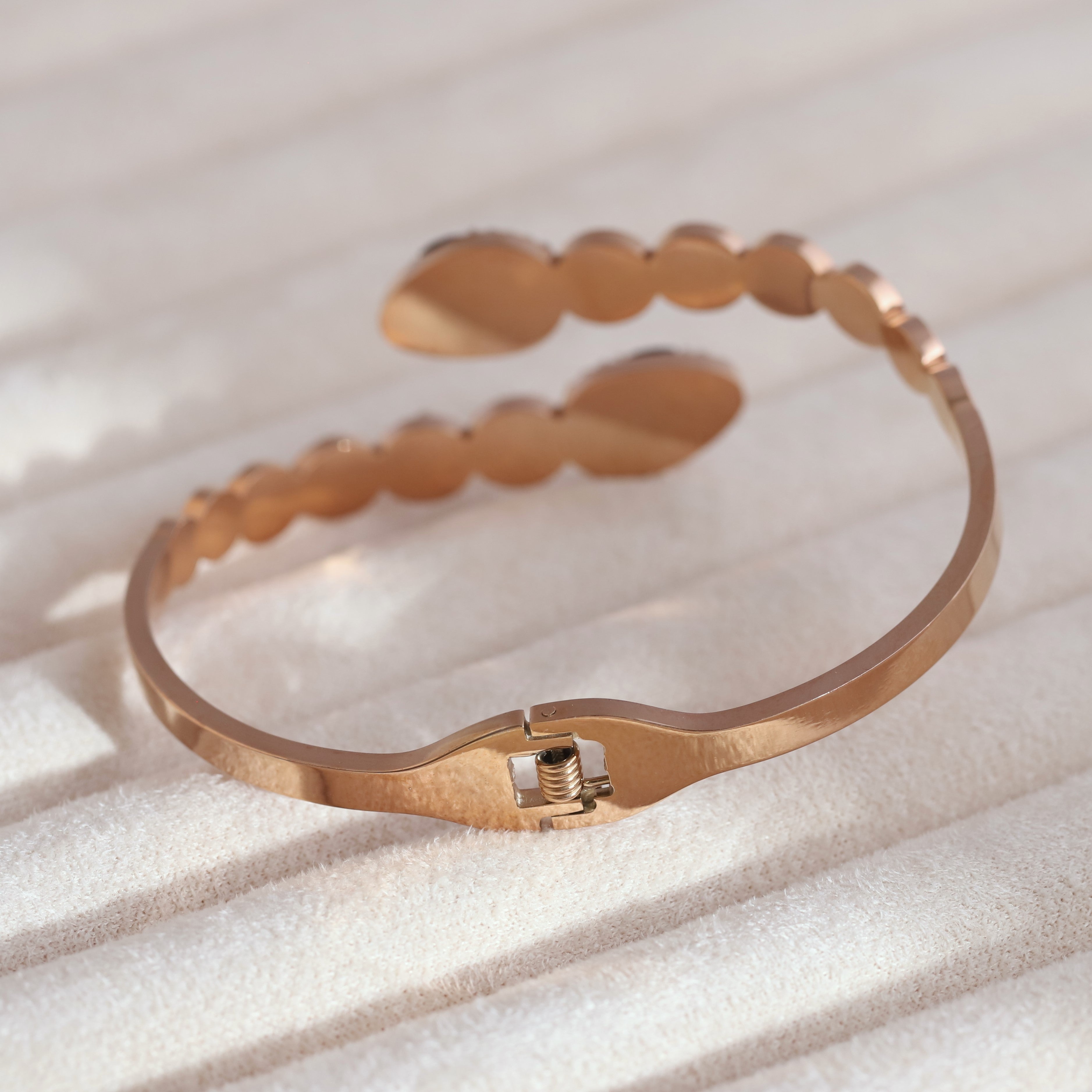 Snake Gold-Plated Cuff Bracelet with American Diamonds – Anti-Tarnish & Skin-Friendly (ROSE GOLD)