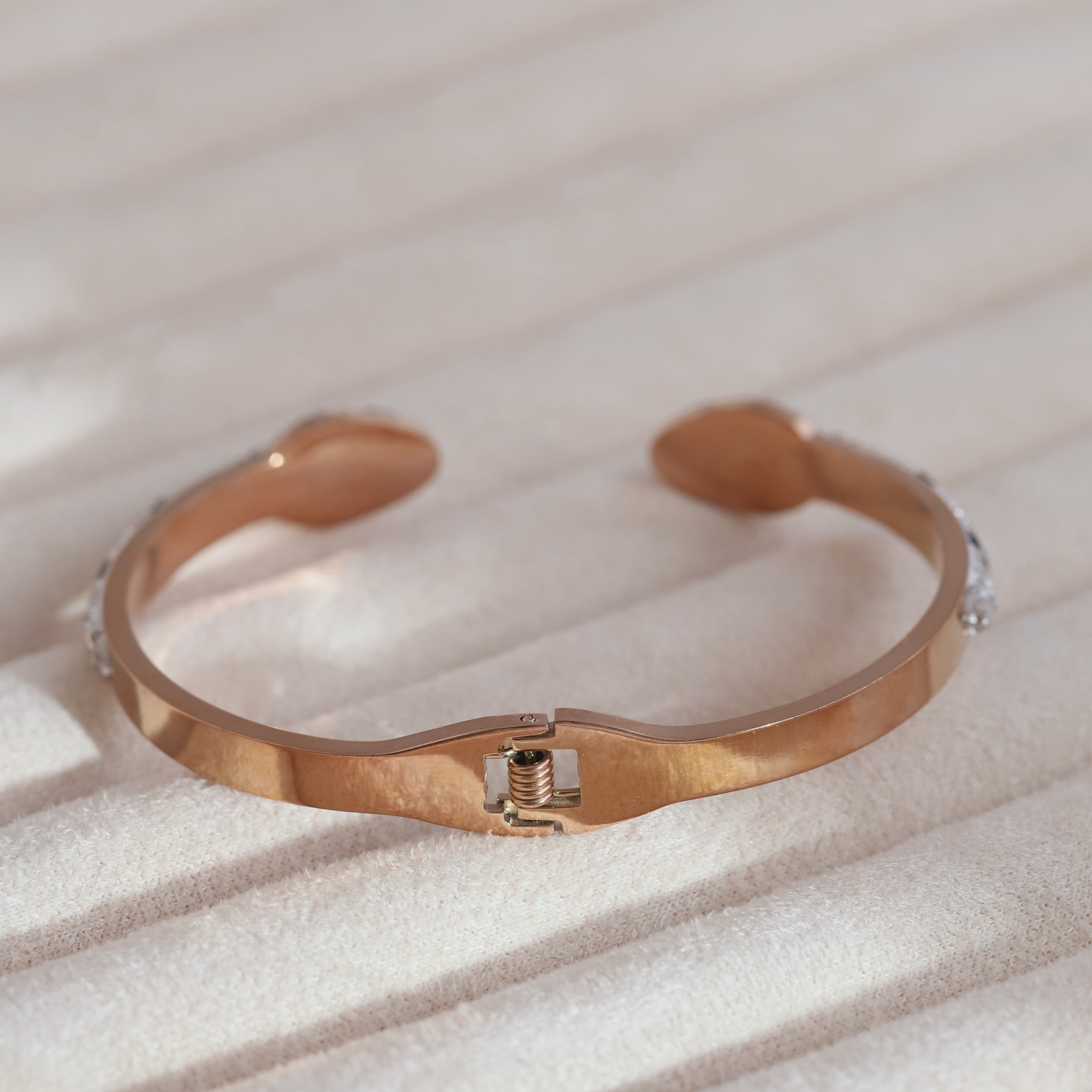 Snake Gold-Plated Cuff Bracelet with American Diamonds – Anti-Tarnish & Skin-Friendly (ROSE GOLD)