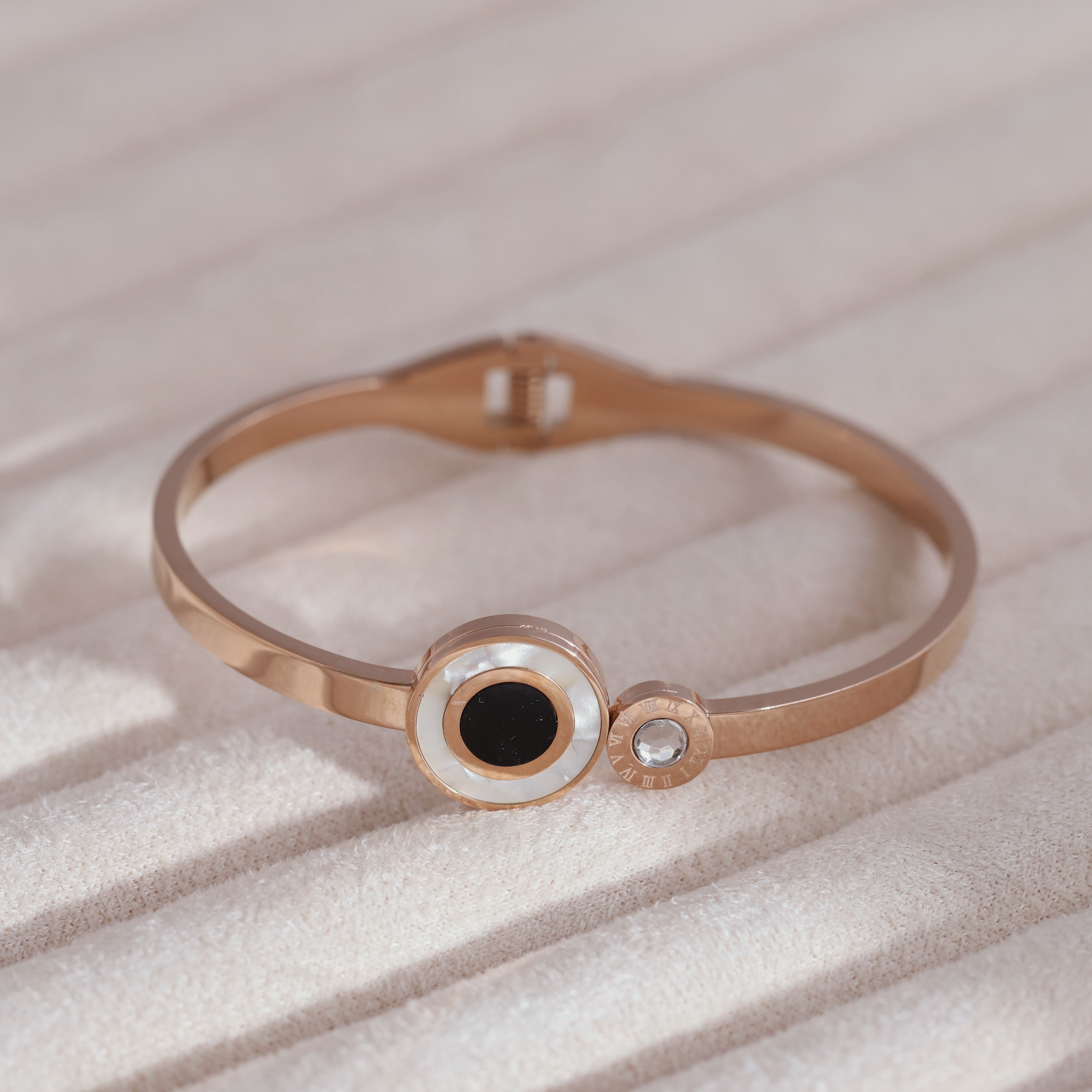 Gold-Plated Cuff Bracelet with American Diamonds – Anti-Tarnish & Skin-Friendly (ROSE GOLD)