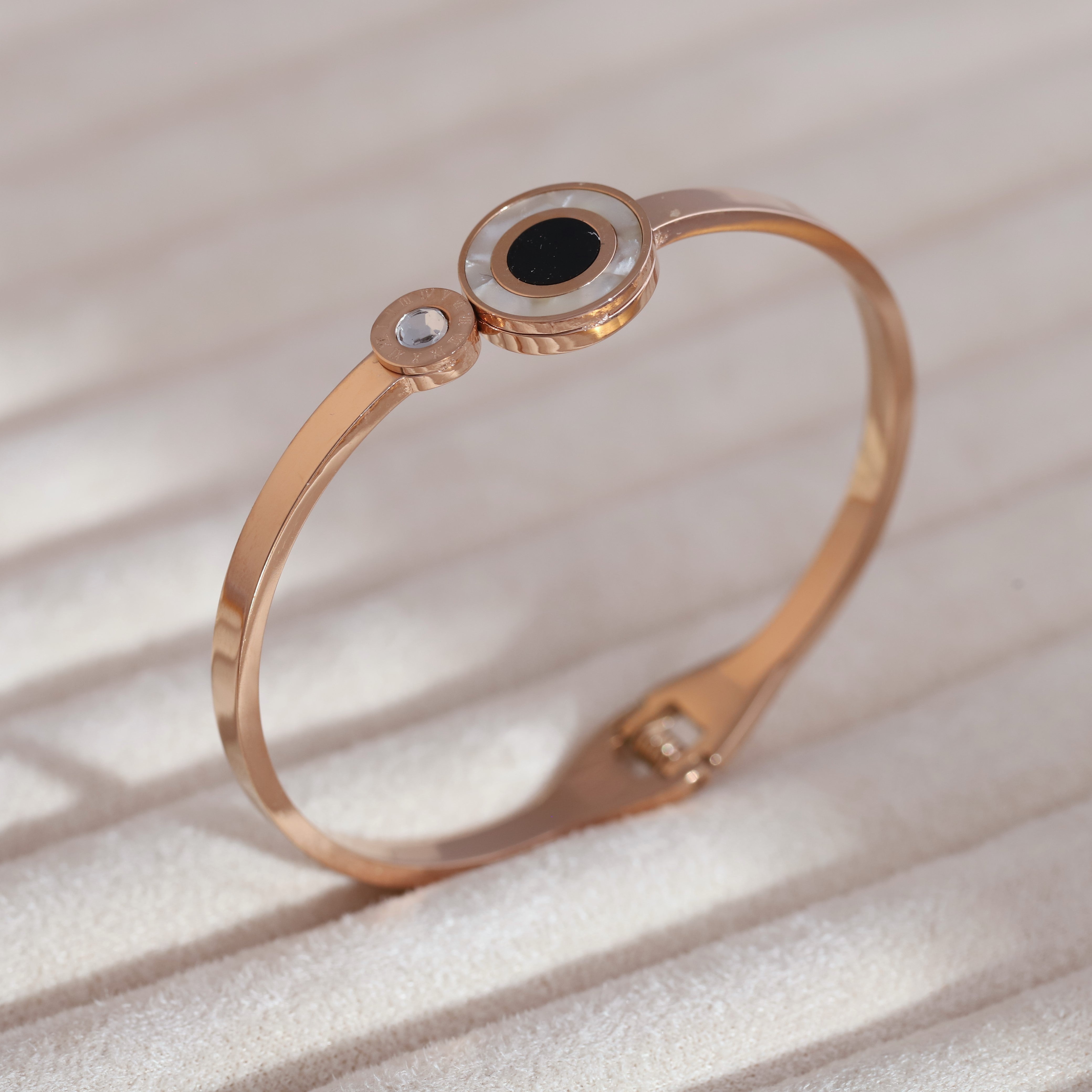 Gold-Plated Cuff Bracelet with American Diamonds – Anti-Tarnish & Skin-Friendly (ROSE GOLD)