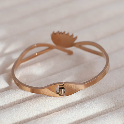 Evil Eye Gold-Plated Cuff Stainless Steel Bracelet – Anti-Tarnish Jewelry for Women & Girls (ROSE GOLD)