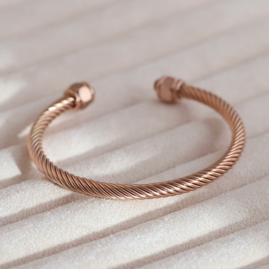 Gold-Plated Stainless Steel Cuff Bracelet – Openable, Unisex & Skin-Friendly (ROSE GOLD)
