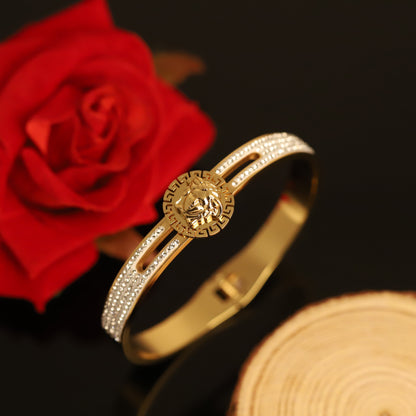 Gold-Plated Stainless Steel Cuff Bracelet – Anti-Tarnish Jewelry for Women & Girls (GOLD)