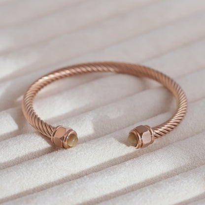 Gold-Plated Stainless Steel Cuff Bracelet – Openable, Unisex & Skin-Friendly (ROSE GOLD)
