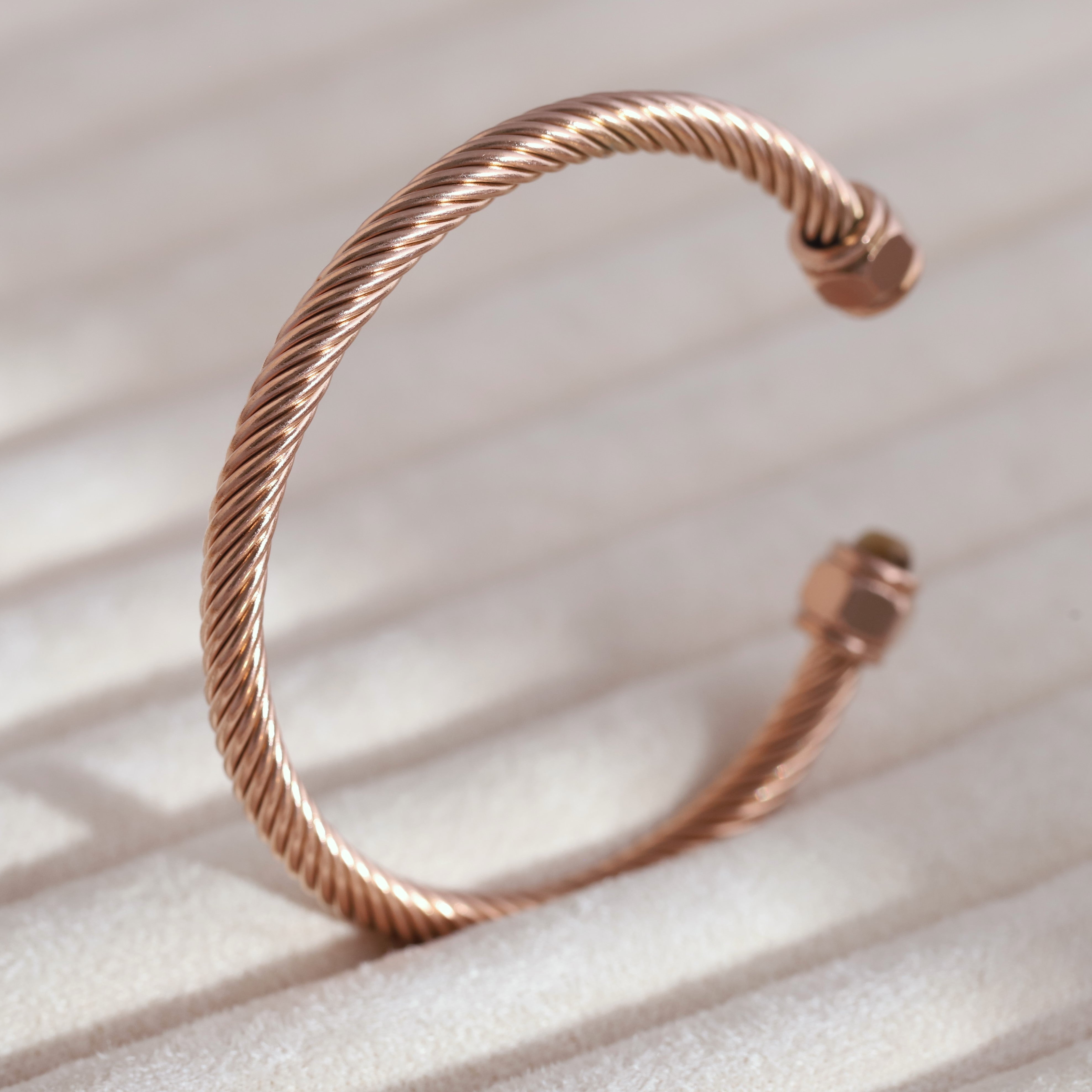 Gold-Plated Stainless Steel Cuff Bracelet – Openable, Unisex & Skin-Friendly (ROSE GOLD)
