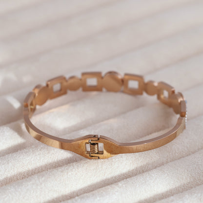 Evil Eye Gold-Plated Lock Stainless Steel Bracelet – Anti-Tarnish Jewelry for Women & Girls (ROSE GOLD)