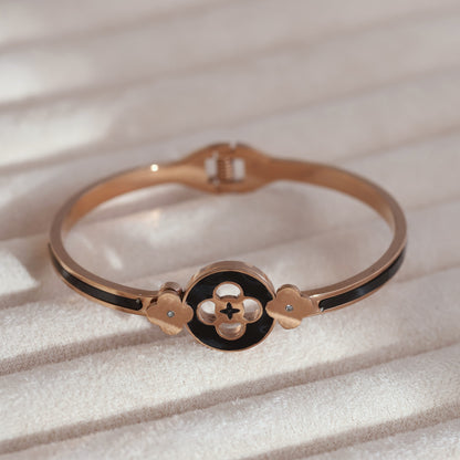 Flower Gold-Plated Cuff Stainless Steel Bracelet – Anti-Tarnish Jewelry for Women & Girls (ROSE GOLD)