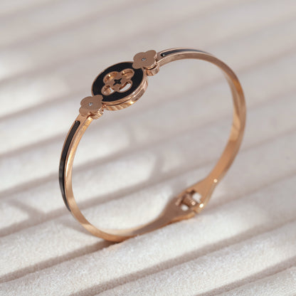 Flower Gold-Plated Cuff Stainless Steel Bracelet – Anti-Tarnish Jewelry for Women & Girls (ROSE GOLD)