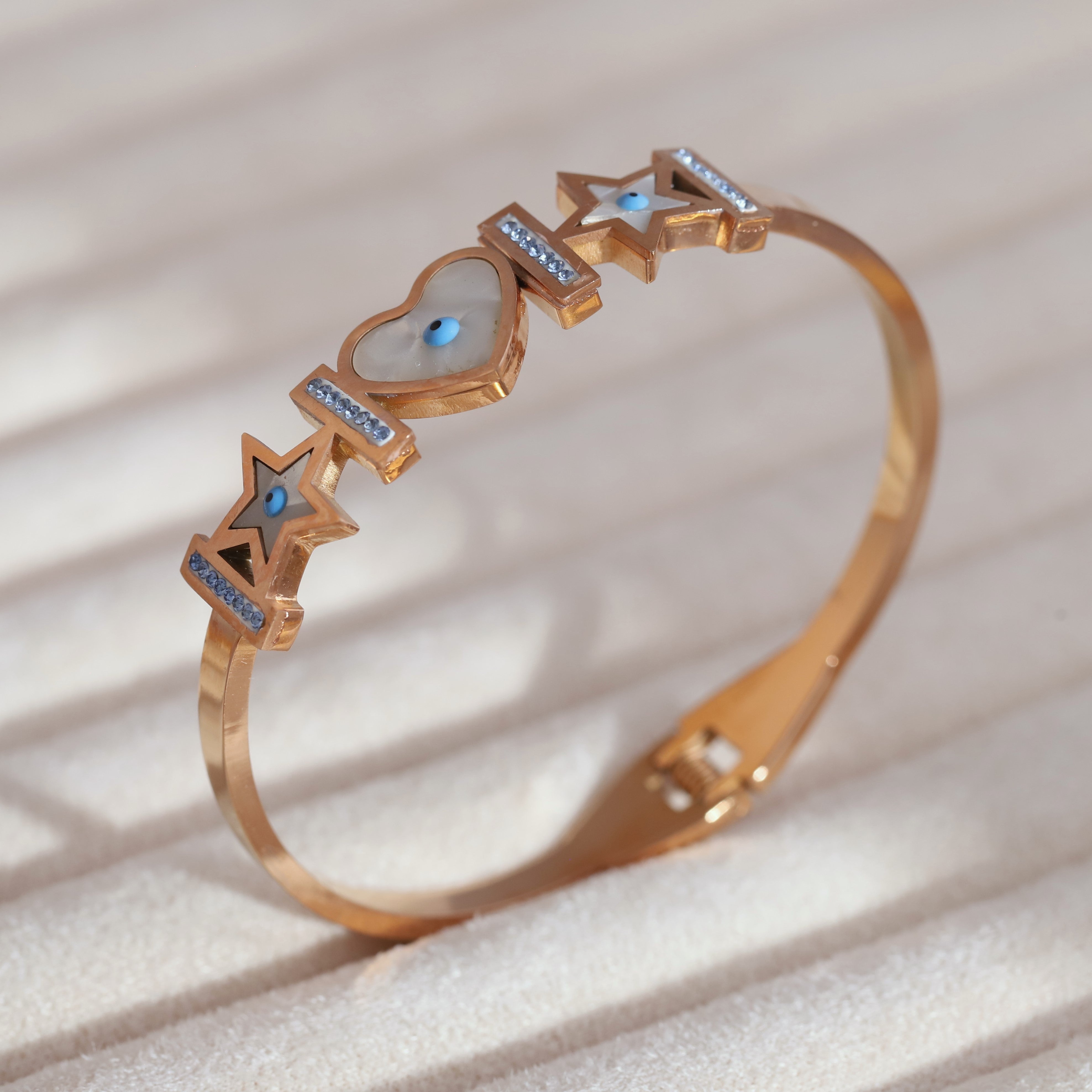 Star Gold-Plated Stainless Steel Cuff Bracelet – Anti-Tarnish Jewelry for Women & Girls (ROSE GOLD)