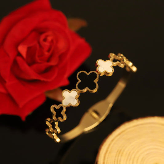 Gold-Plated Stainless Steel cuff Bracelet – Anti-Tarnish Jewelry for Women & Girls (GOLD)