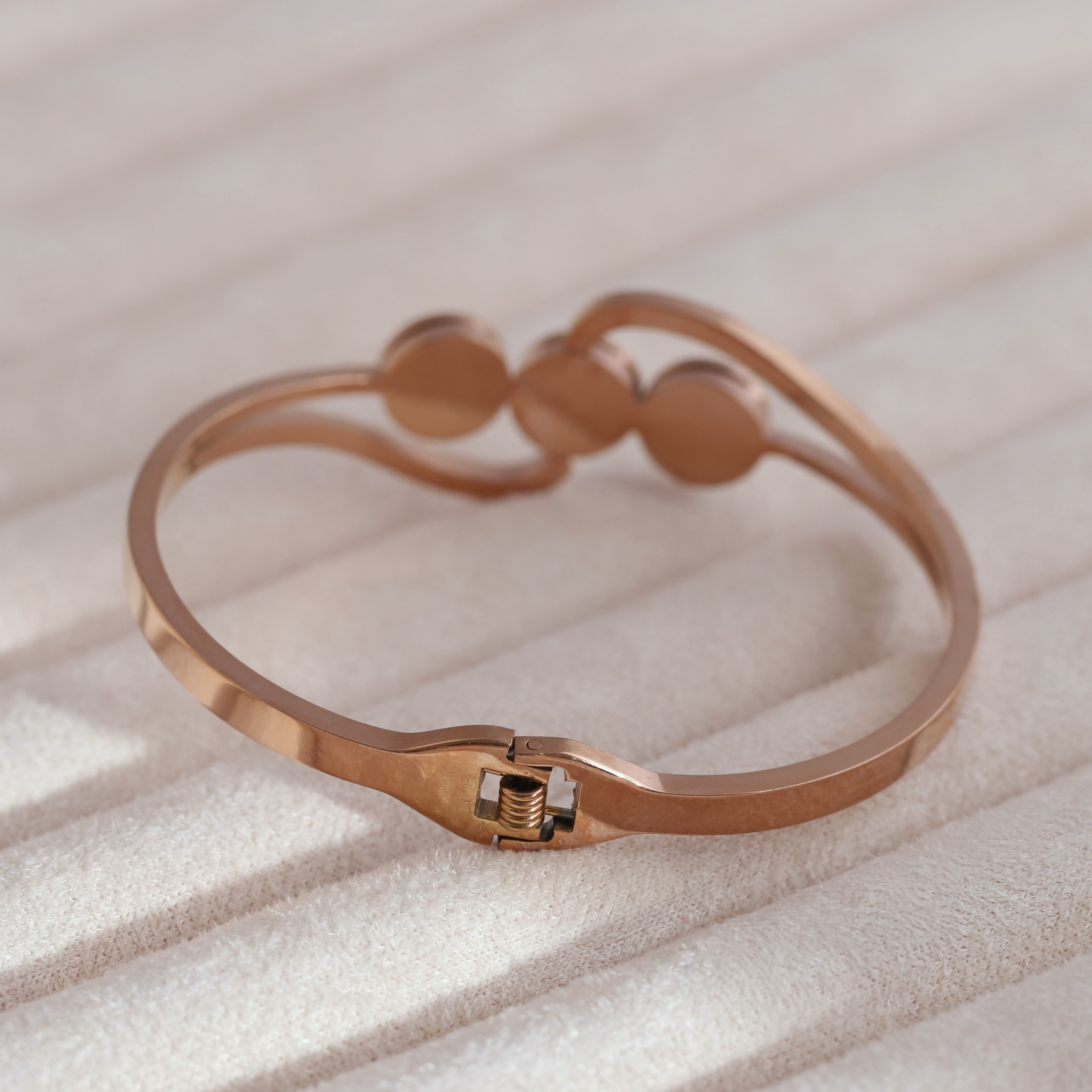 Evil Eye Gold-Plated Stainless Steel Cuff Bracelet – Anti-Tarnish Jewelry for Women & Girls (ROSE GOLD)