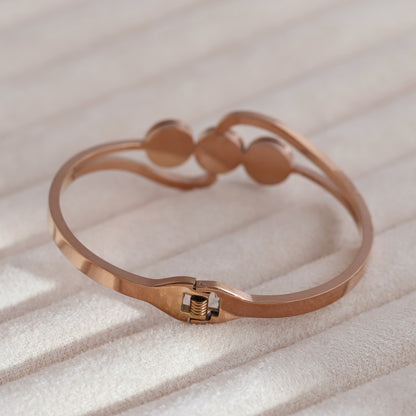 Evil Eye Gold-Plated Stainless Steel Cuff Bracelet – Anti-Tarnish Jewelry for Women & Girls (ROSE GOLD)