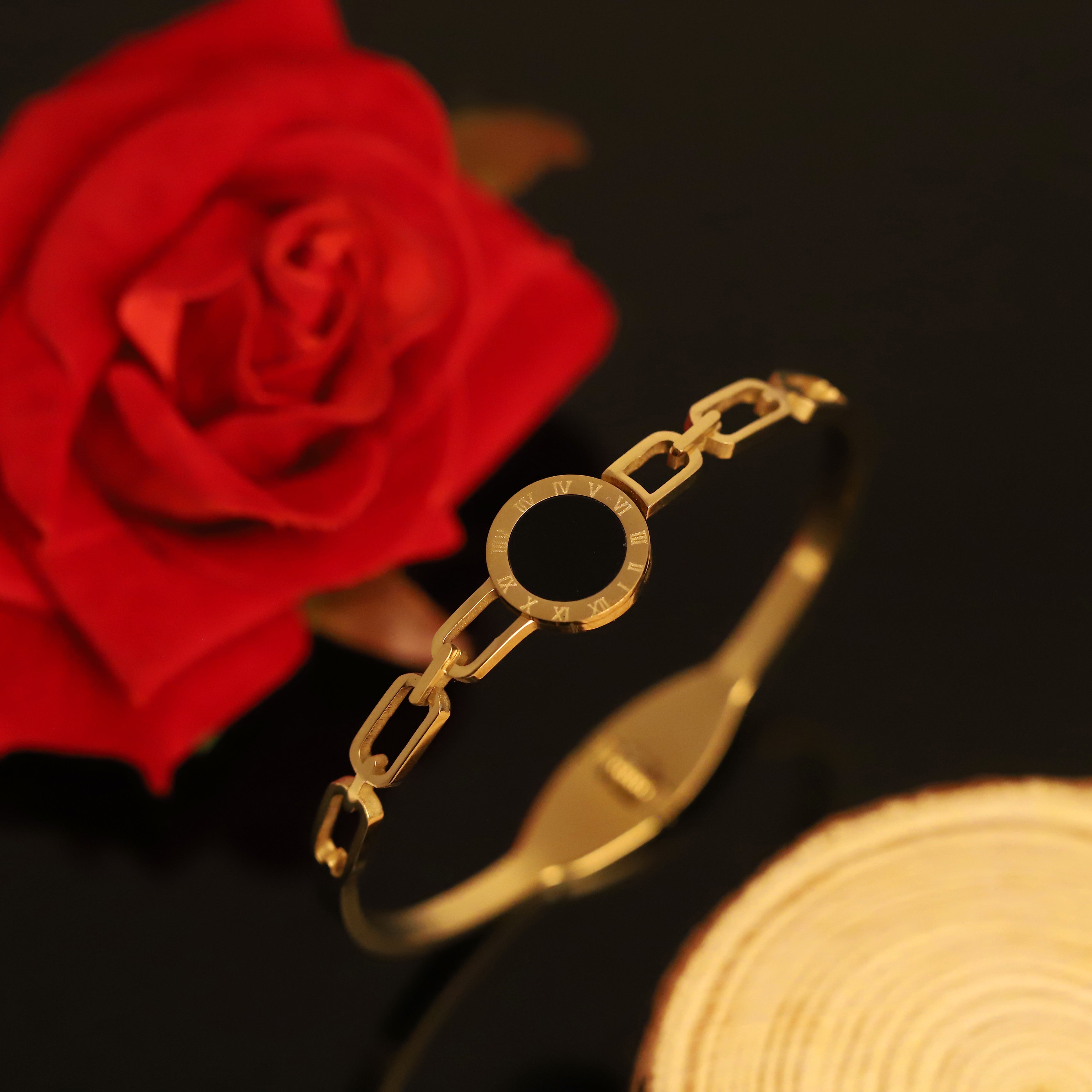 Gold-Plated Stainless Steel Cuff Bracelet – Anti-Tarnish Jewelry for Women & Girls (GOLD)