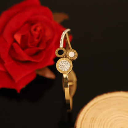 Gold-Plated Stainless Steel cuff Bracelet – Anti-Tarnish Jewelry for Women & Girls (GOLD)