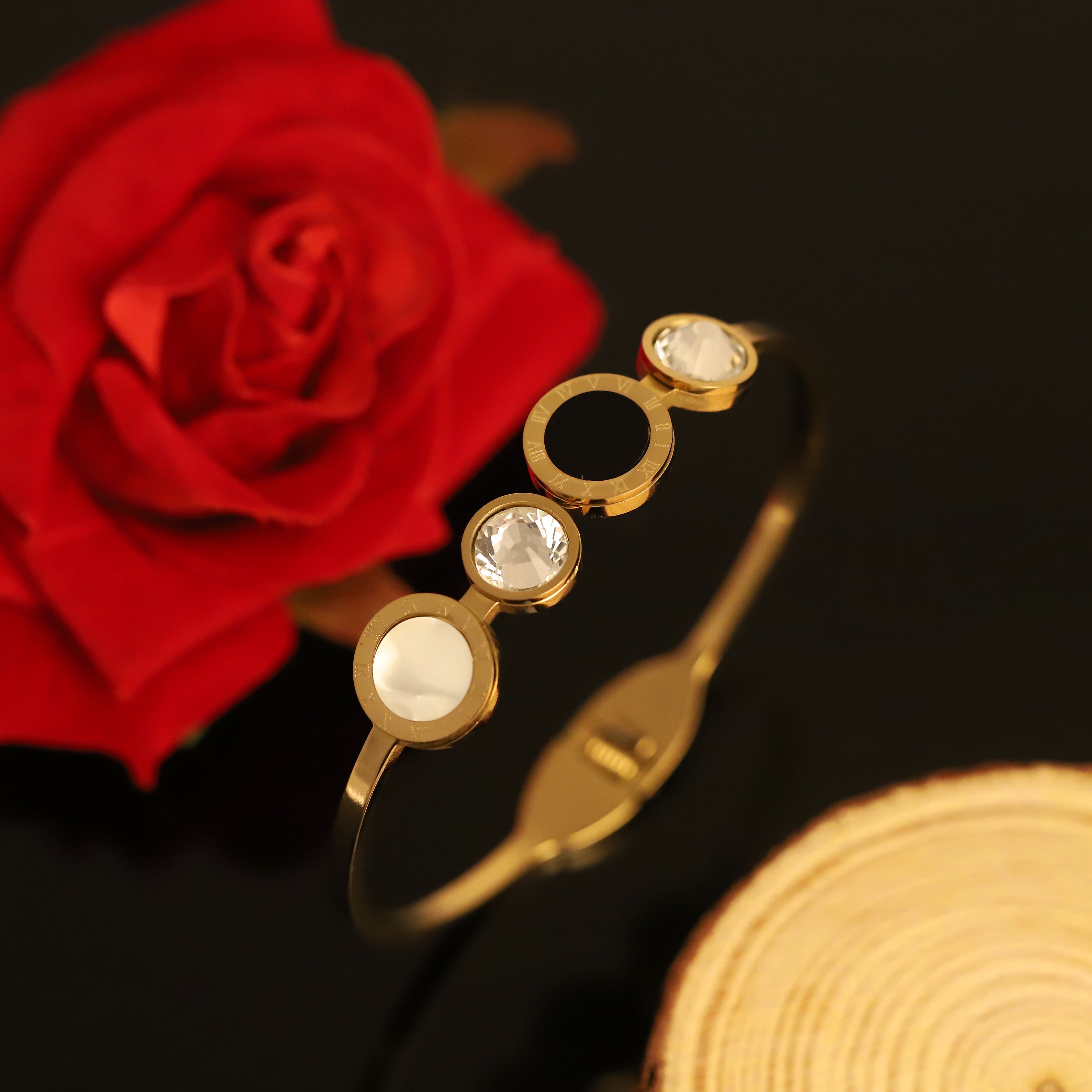 Gold-Plated Stainless Steel cuff Bracelet – Anti-Tarnish Jewelry for Women & Girls (GOLD)