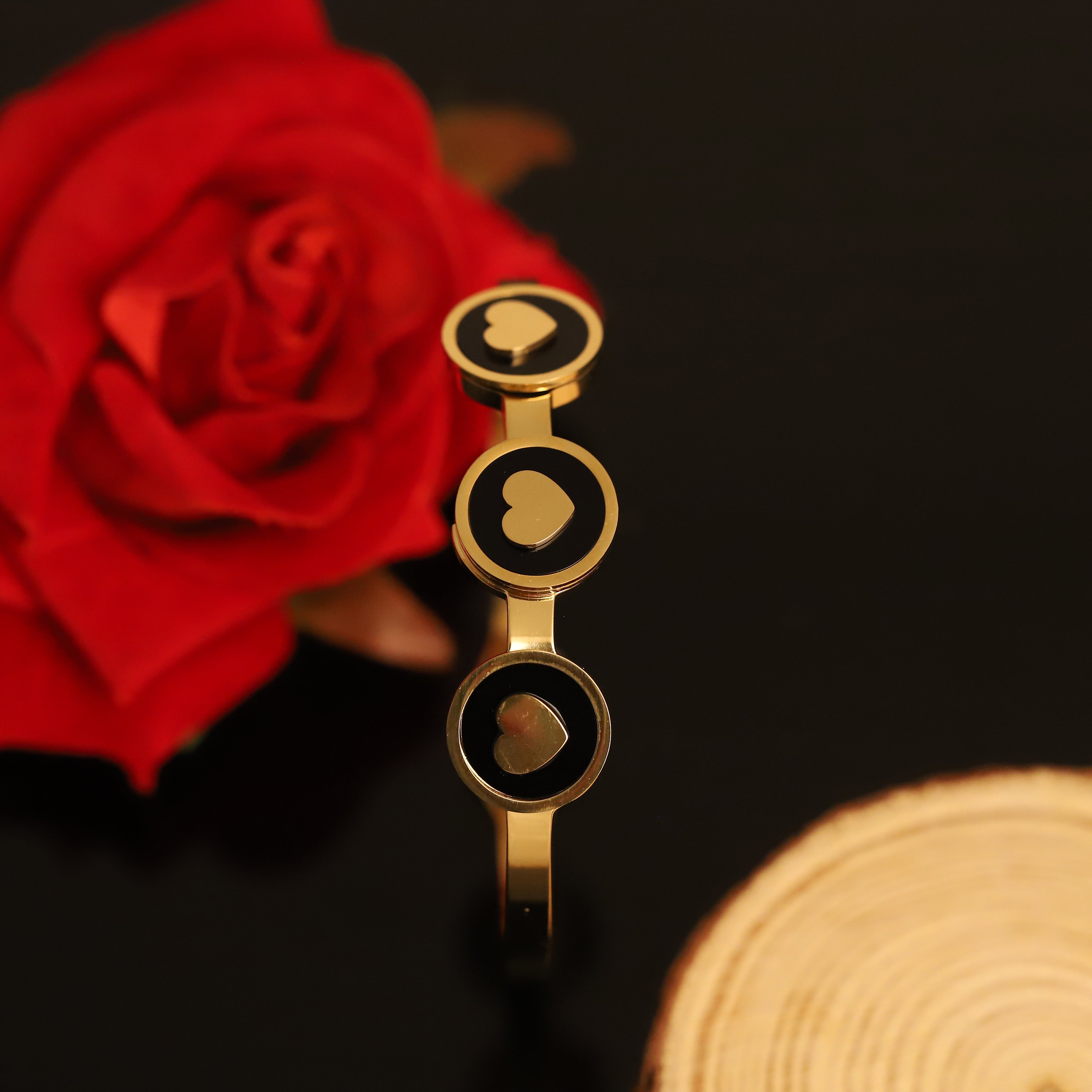 Gold-Plated Stainless Steel Cuff Bracelet – Anti-Tarnish Jewelry for Women & Girls (GOLD)
