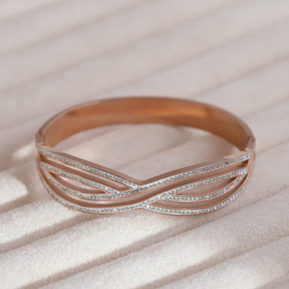 Gold-Plated Lock Stainless Steel Bracelet – Anti-Tarnish Jewelry for Women & Girls (ROSE GOLD)