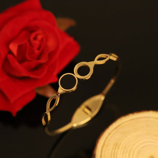 Gold-Plated Stainless Steel Cuff Bracelet – Anti-Tarnish Jewelry for Women & Girls (GOLD)