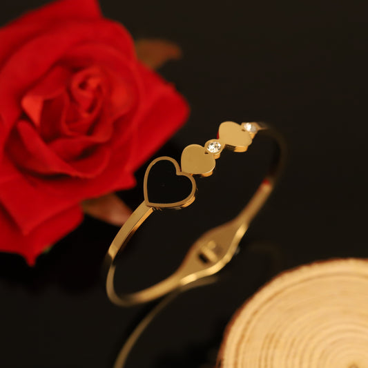 Gold-Plated Stainless Steel Cuff Bracelet – Anti-Tarnish Jewelry for Women & Girls (GOLD)