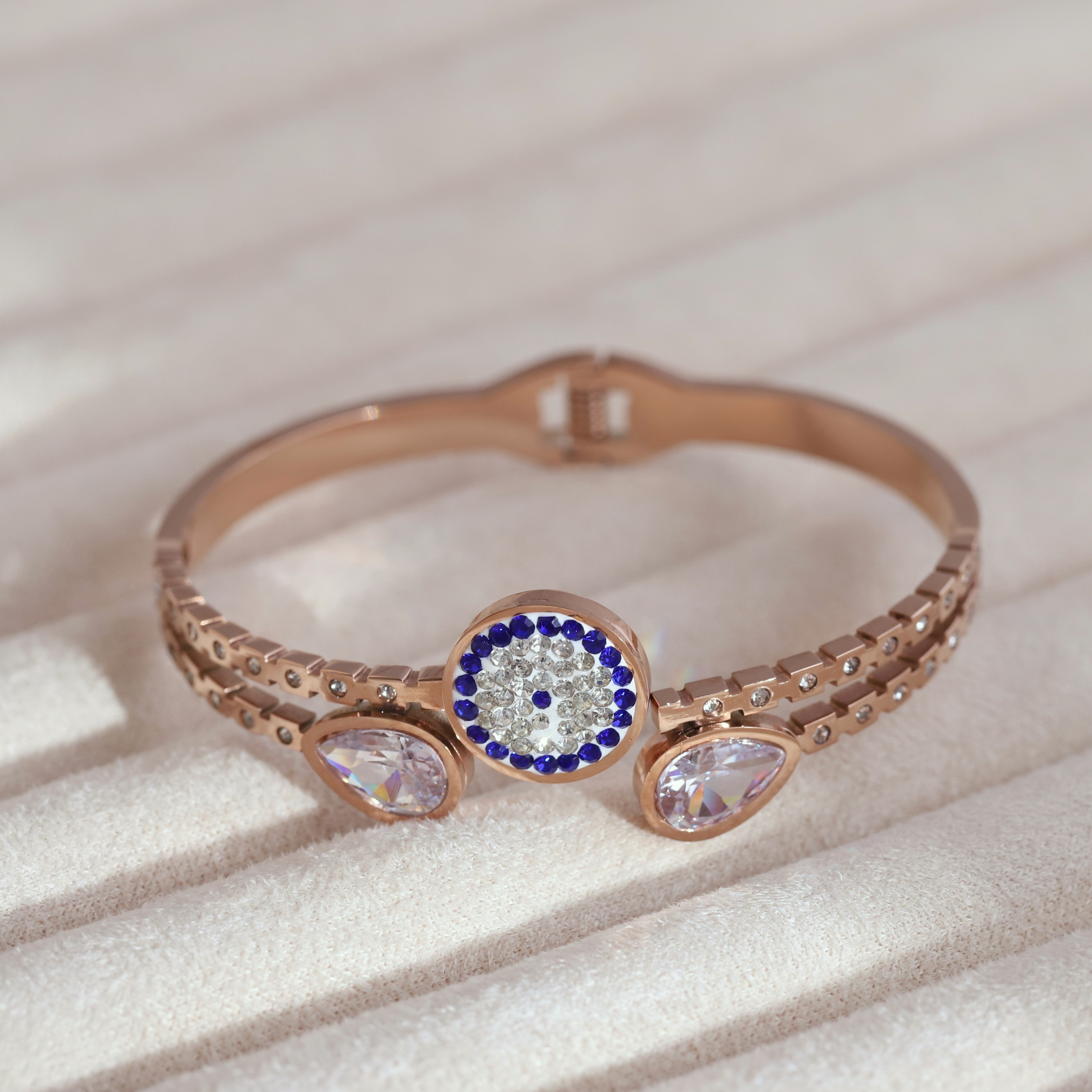 Gold-Plated Cuff Stainless Steel Bracelet – Anti-Tarnish Jewelry for Women & Girls (ROSE GOLD)