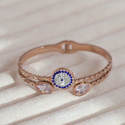 Gold-Plated Cuff Stainless Steel Bracelet – Anti-Tarnish Jewelry for Women & Girls (ROSE GOLD)