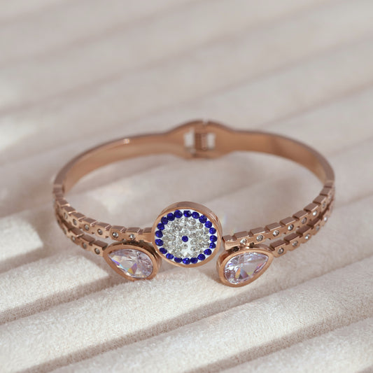 Gold-Plated Cuff Stainless Steel Bracelet – Anti-Tarnish Jewelry for Women & Girls (ROSE GOLD)