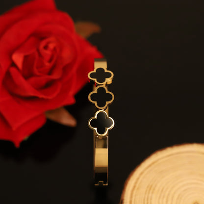 Gold-Plated Stainless Steel Cuff Bracelet – Anti-Tarnish Jewelry for Women & Girls (GOLD)