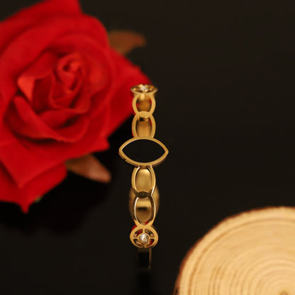 Gold-Plated Stainless Steel Cuff Bracelet – Anti-Tarnish Jewelry for Women & Girls (GOLD)