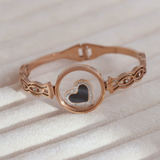 Gold-Plated Charm Locket for Women – Waterproof, Hypoallergenic, Glass (ROSE GOLD)