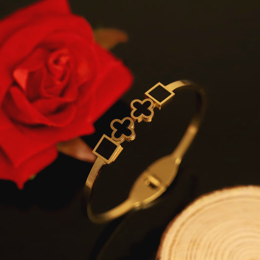 Gold-Plated Stainless Steel Cuff Bracelet – Anti-Tarnish Jewelry for Women & Girls (GOLD)