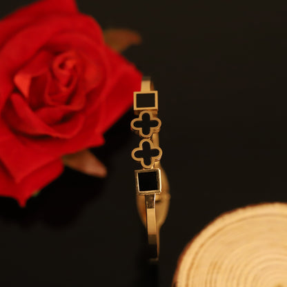 Gold-Plated Stainless Steel Cuff Bracelet – Anti-Tarnish Jewelry for Women & Girls (GOLD)