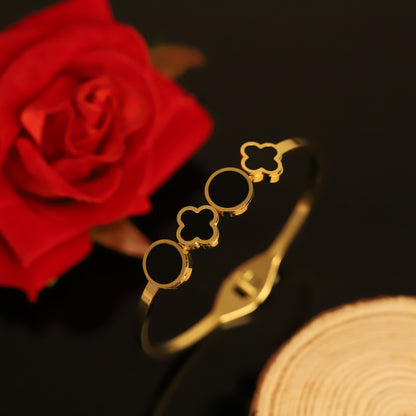 Gold-Plated Stainless Steel Cuff Bracelet – Anti-Tarnish Jewelry for Women & Girls (GOLD)