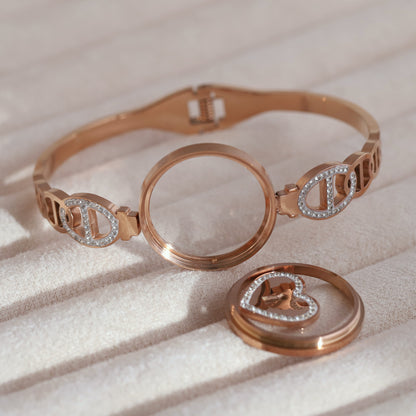 Gold-Plated Charm Locket for Women – Waterproof, Hypoallergenic, Glass (ROSE GOLD)