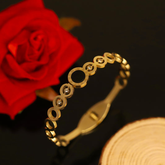 Gold-Plated Stainless Steel Cuff Bracelet – Anti-Tarnish Jewelry for Women & Girls (GOLD)