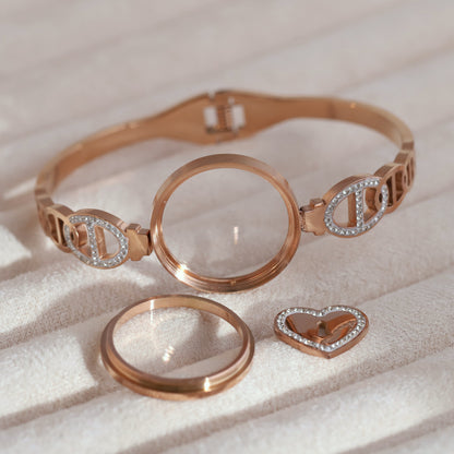 Gold-Plated Charm Locket for Women – Waterproof, Hypoallergenic, Glass (ROSE GOLD)