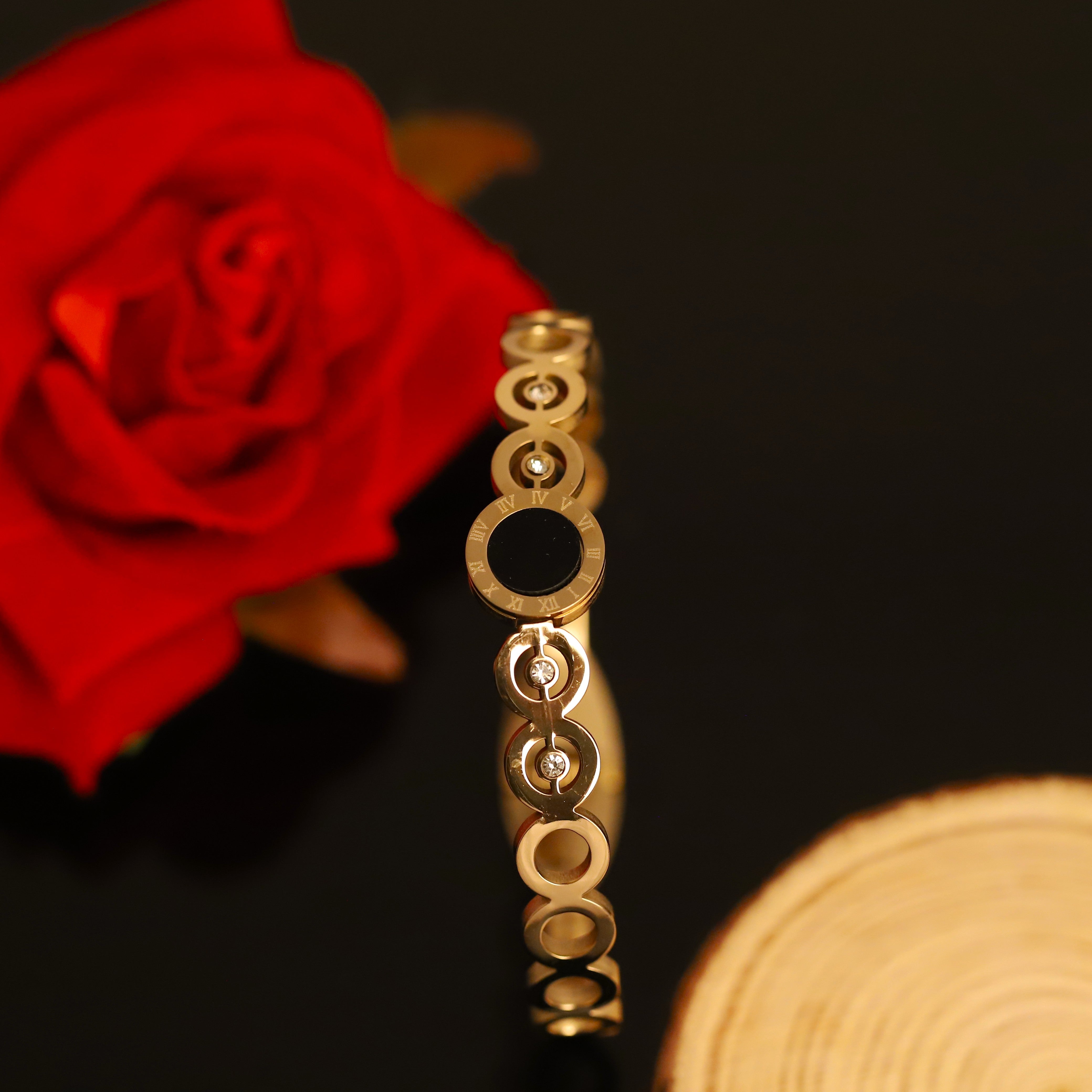 Gold-Plated Stainless Steel Cuff Bracelet – Anti-Tarnish Jewelry for Women & Girls (GOLD)