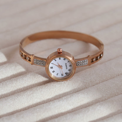 Gold-Plated Stainless Steel Watch for Women – Waterproof, Hypoallergenic, Glass (ROSE GOLD)