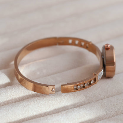 Gold-Plated Stainless Steel Watch for Women – Waterproof, Hypoallergenic, Glass (ROSE GOLD)