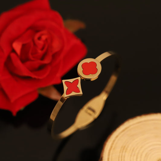 Gold-Plated Stainless Steel cuff Bracelet – Anti-Tarnish Jewelry for Women & Girls (GOLD)