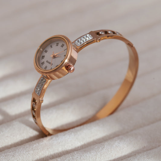 Gold-Plated Stainless Steel Watch for Women – Waterproof, Hypoallergenic, Glass (ROSE GOLD)