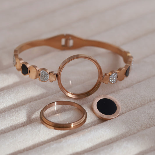 Gold-Plated Charm Locket for Women – Waterproof, Hypoallergenic, Glass (ROSE GOLD)