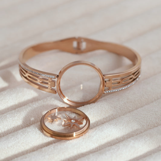 Gold-Plated Charm Locket for Women – Waterproof, Hypoallergenic, Glass (ROSE GOLD)