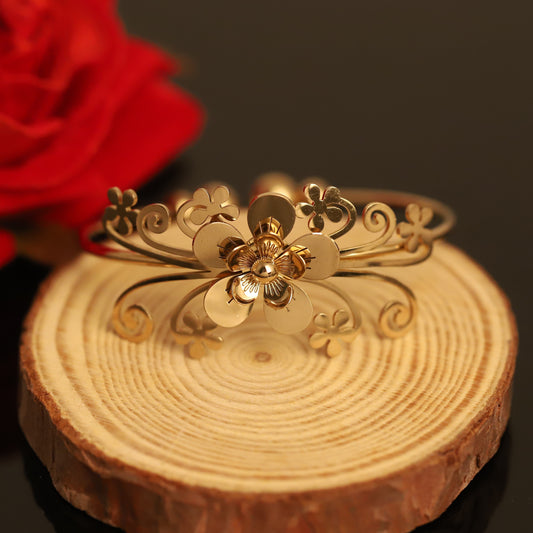 Gold-Plated Stainless Steel cuff Bracelet – Anti-Tarnish Jewelry for Women & Girls (GOLD)