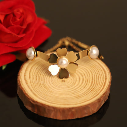 Gold-Plated Stainless Steel cuff Bracelet – Anti-Tarnish Jewelry for Women & Girls (GOLD)