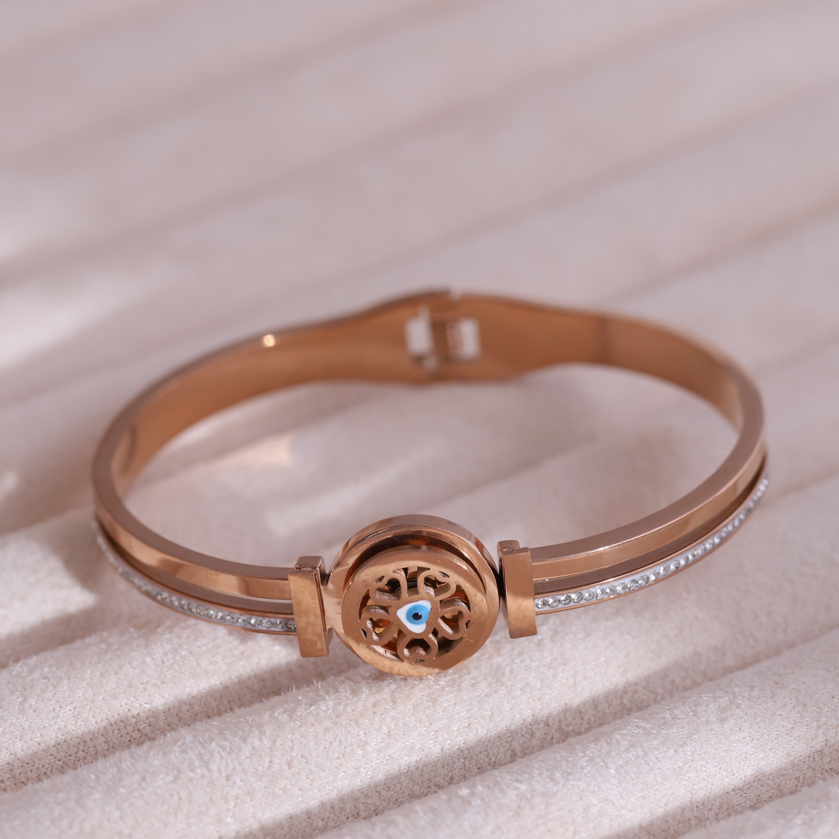 Gold-Plated Stainless Steel Bracelet – Openable, Unisex & Skin-Friendly (ROSE GOLD)