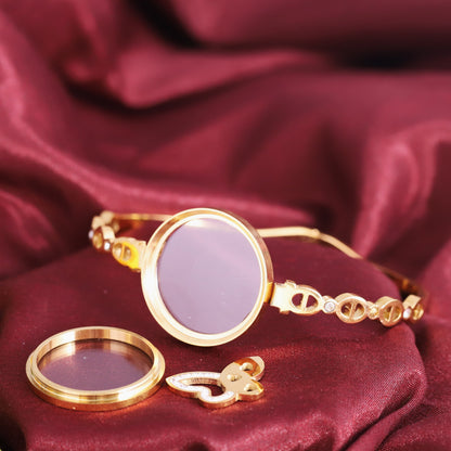 Gold-Plated Locket Bracelet with American Diamonds – Anti-Tarnish & Skin-Friendly (GOLD)