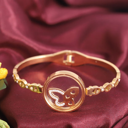 Gold-Plated Locket Bracelet with American Diamonds – Anti-Tarnish & Skin-Friendly (GOLD)