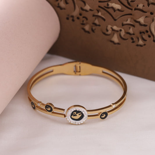 Swan Gold-Plated Cuff Bracelet with American Diamonds – Anti-Tarnish & Skin-Friendly (GOLD)